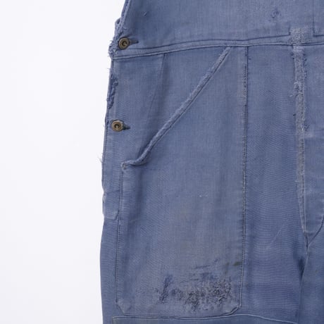 40s-50s France Vintage Adolphe Lafont  Blue Moleskin French Work Overalls  1