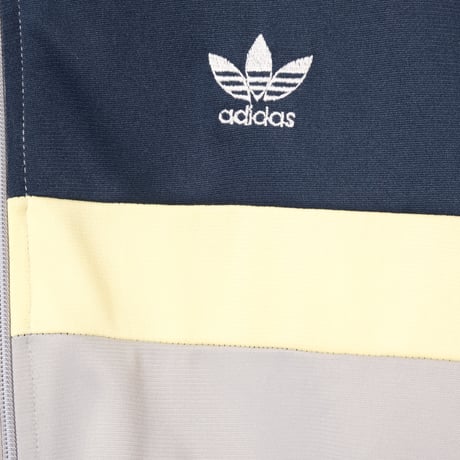 70-80s Vintage adidas Ventex Track Jacket Grey × Navy × Pale Yellow (Made in France)
