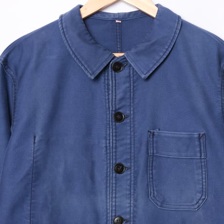50s France Vintage Adolphe Lafont  Blue Moleskin Work Jacket