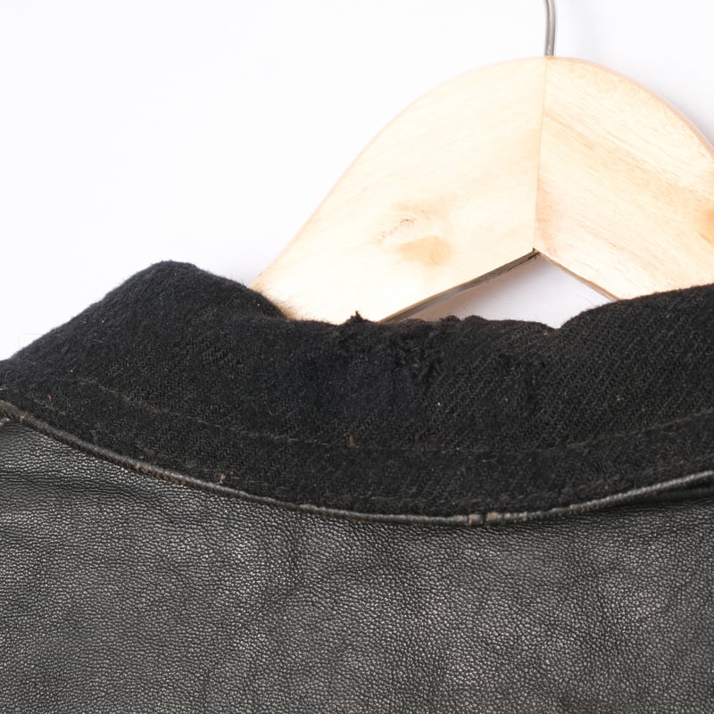 50s-60s France Vintage Leather Jacket Wool Coll 50s-60s France Vintage Leather Jacket Wool Coll