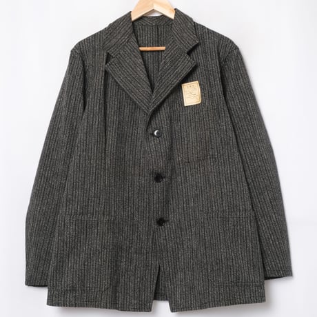 40s France Vintage Black Chambray Stripe Tailored Jacket Dead Stock