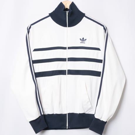 70-80s Vintage adidas Ventex Track Jacket Model First White × Navy (Made in France)