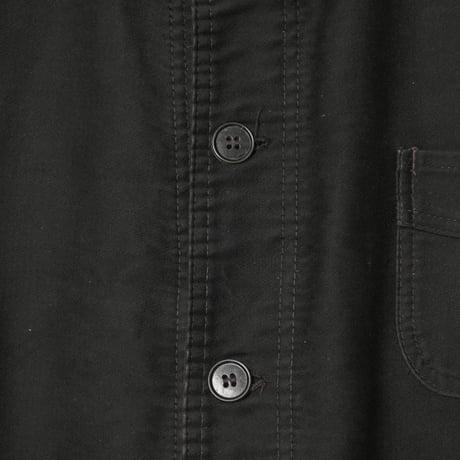 40-50s France Vintage Le Mont Sant Michel Black Moleskin Work Jacket Size 56
