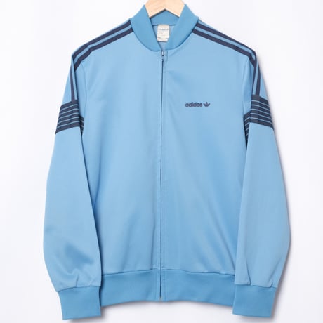 70-80s Vintage adidas Ventex Collarless Track Jacket Light Blue × Navy