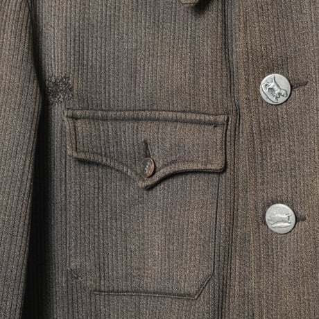 40s France Vintage Manu France Gray Cotton Pique Hunting Jacket