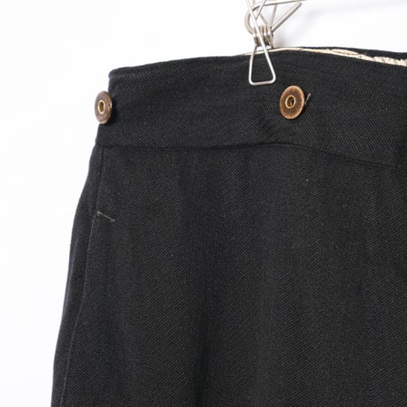 30-40s France Vintage Wool Black Trousers