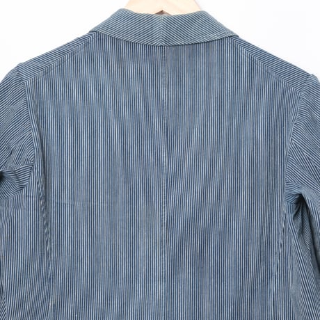 -30s France Vintage ETAT Belle Jardiniere Indigo Striped Work Jacket