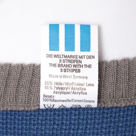 80s Vintage adidas Knit Pullover Light Blue × Gray (Made in West Germany)
