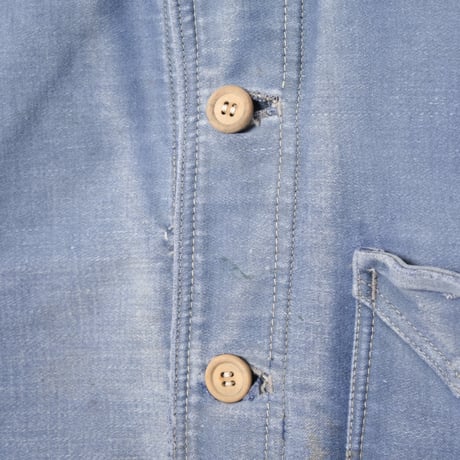 30-40s France Vintage Paul Passant Blue Moleskin Work Jacket