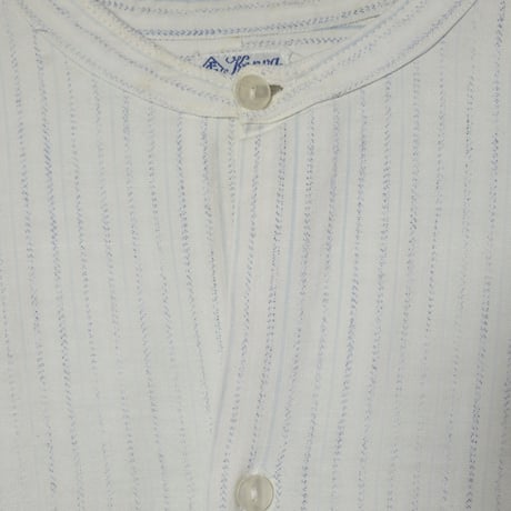 40s French Vintage Granpa Shirts Blue Stripe