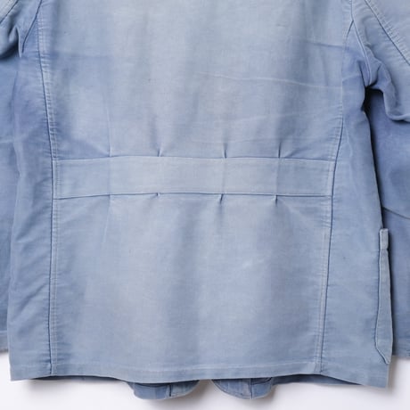 50s France Vintage Lapel Blue Moleskin Work Jacket