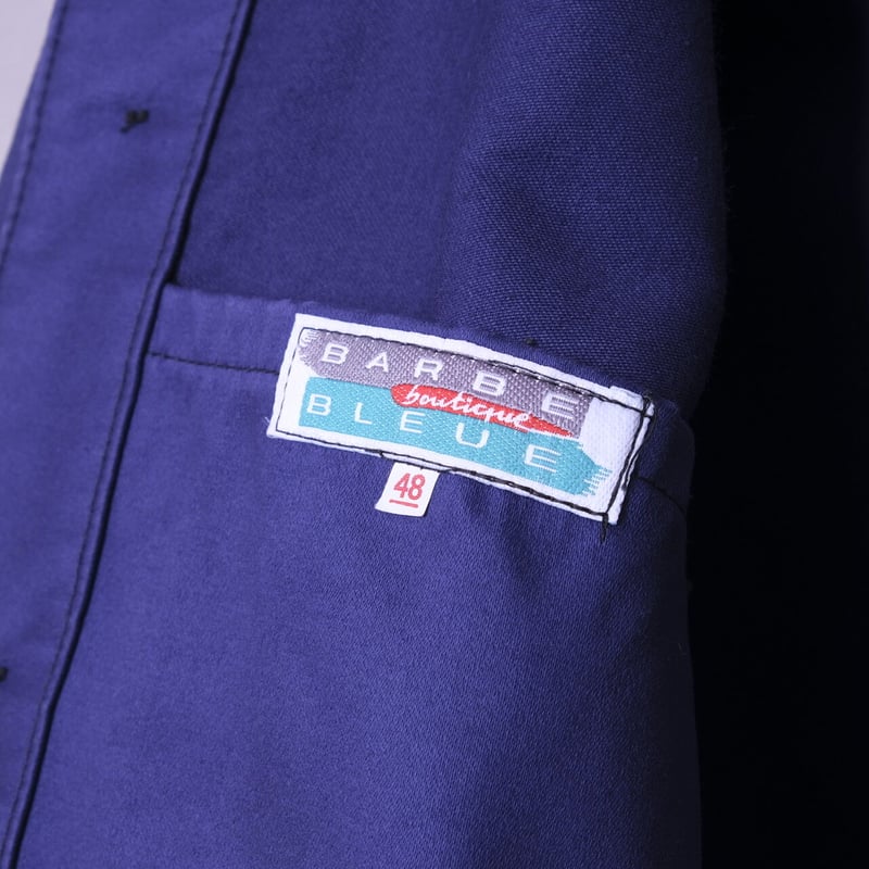 50-60s BARBE BLEUE Blue Moleskin Jacket Dead S 50-60s BARBE BLEUE Blue Moleskin Jacket Dead S
