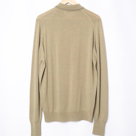 90s JOHN SMEDLEY Merino Wool Knit Polo Shirt Green（Made in England)
