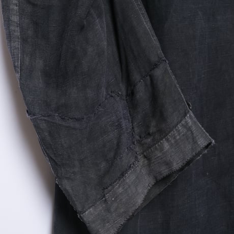 30-40s France Vintage SALACHE Black Linen  Maquignon Coat Size 60L