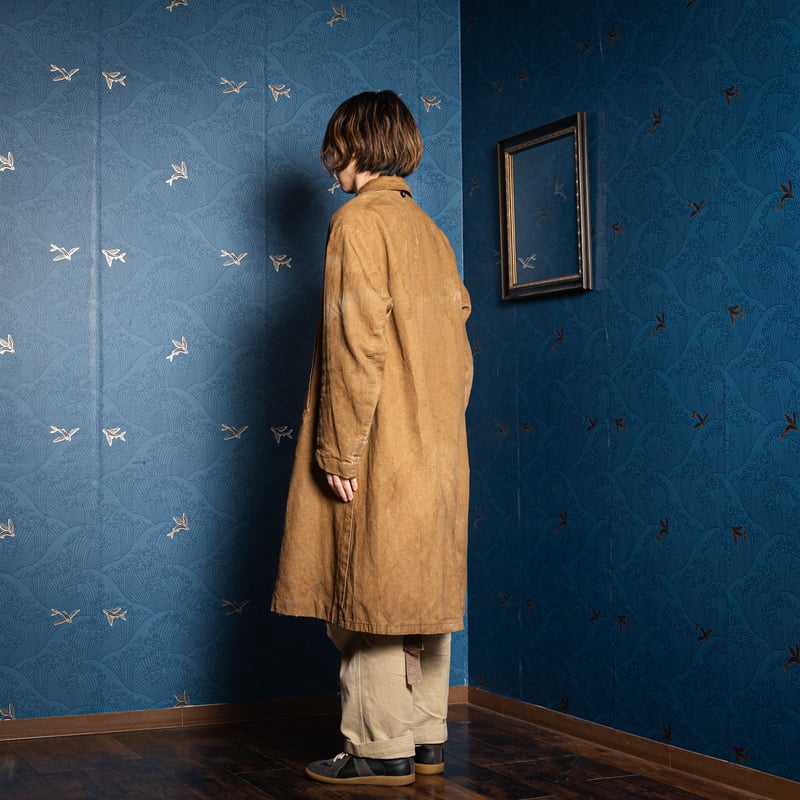 希少レア！】40s フランス リネンブッチャーコート 希少レア！】40s