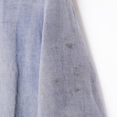 -30s France Vintage  Indigo Linen Double Breasted Work Jacket