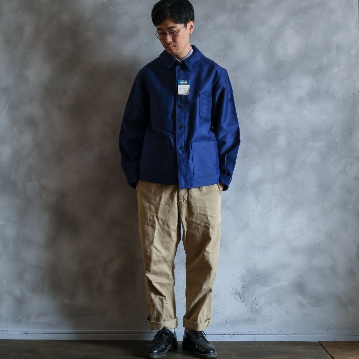 50-60s Eska Blue Moleskin Jacket Size 48 Dead S...