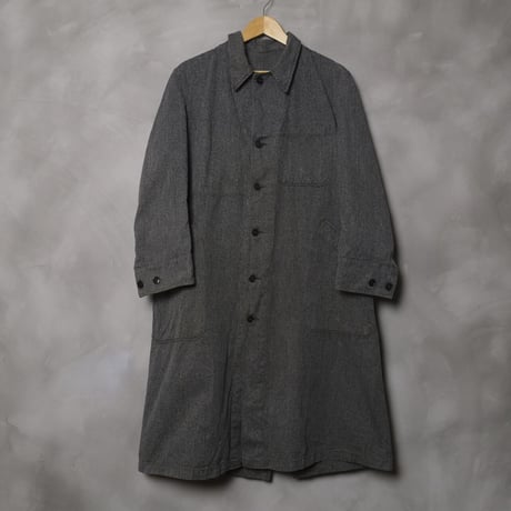 40-50s French Vintage Black Chambray Atelier Coat Used