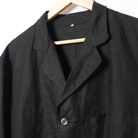 40s France Vintage Indigo Linen Maquignon Coat Dead Stock