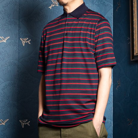 80s JOHN SMEDLEY Sea Island Cotton Half sleeves Polo Shirt Navy（Made in England)