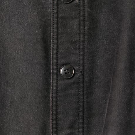 50s France Vintage Le Mont Saint Martin Black Moleskin Work Jacket