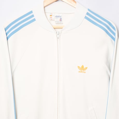 70-80s Vintage adidas Ventex ATP Track Jacket White × Light Blue (Made in France)