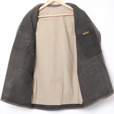 40s France Vintage Manu France Gray Cotton Pique Hunting Jacket