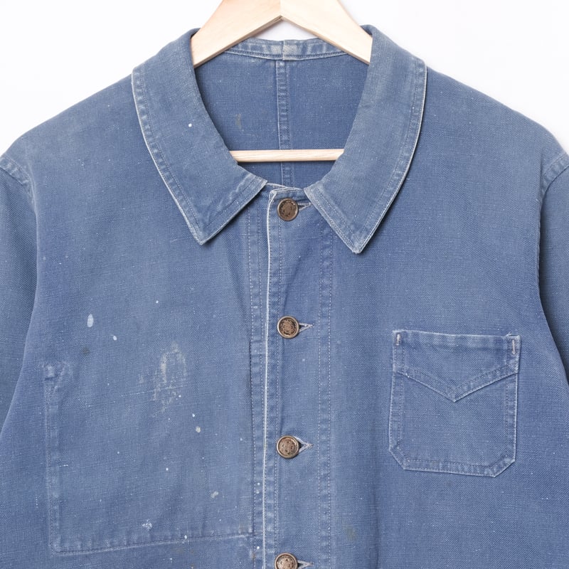 30-40s France Vintage Le Francais Blue Cotton T