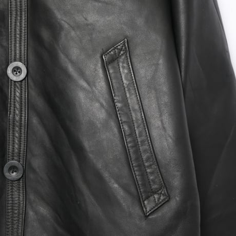50s France Vintage L'IDEAL Leather Jacket Herringbone Wool Collar (Corbusier Jacket)