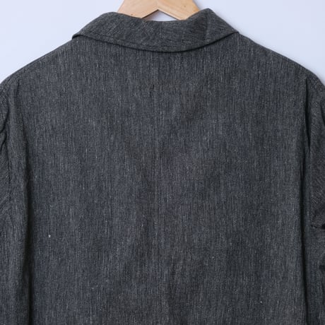 40-50s French Vintage  Black Chambray Atelier Coat  Size 50 Dead Stock