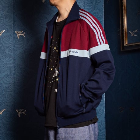 80s Vintage adidas Track Jacket Navy × Bordeaux (Made in Hungaria）