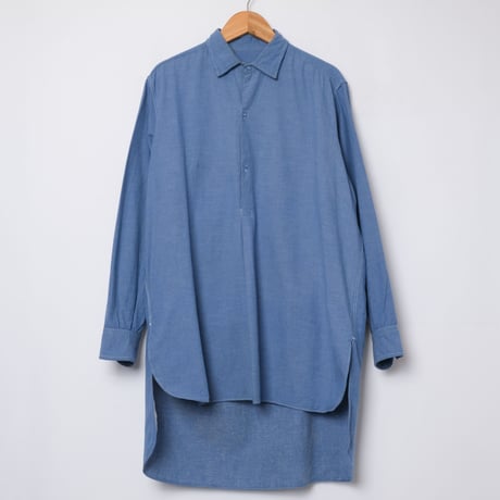 40-50s French Vintage Blue Chambray Cotton Granpa Shirts 2