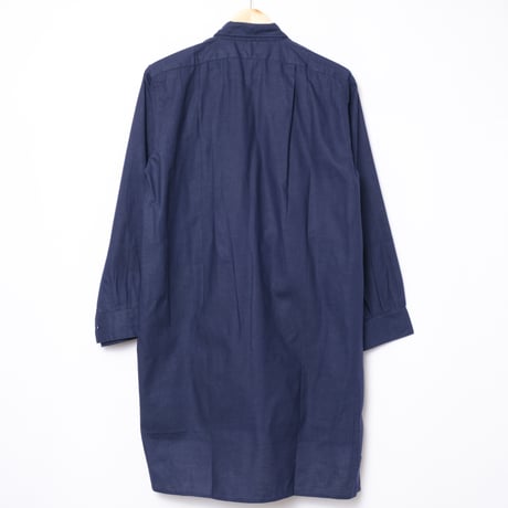 40-50s France Vintage Cotton Linen Blue Granpa Shirts Dead Stock 1