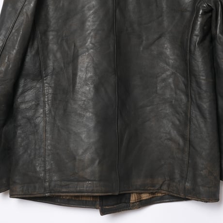 50s-60s France Vintage Leather Jacket Wool Collar (Corbusier Jacket)