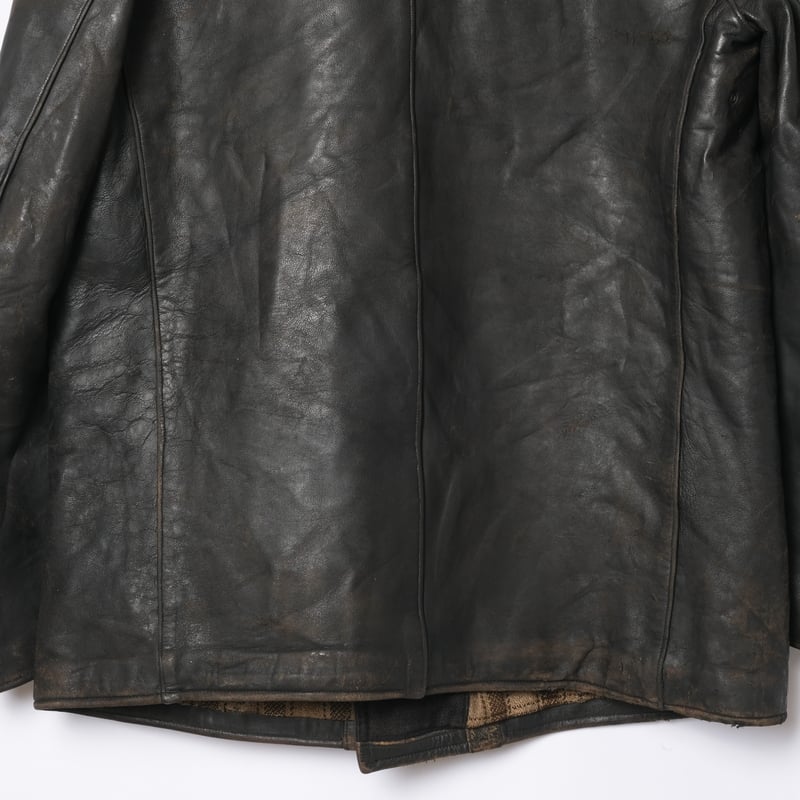 50s-60s France Vintage Leather Jacket Wool Coll 50s-60s France Vintage Leather Jacket Wool Coll