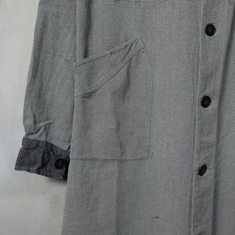 40-50s France Vintage DELUZET MICHEL Black Chambray Atelier Coat