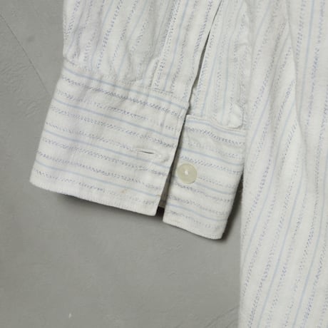 40s French Vintage Granpa Shirts Blue Stripe