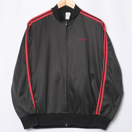 70-80s Vintage adidas Collarless Track Jacket Black × Red