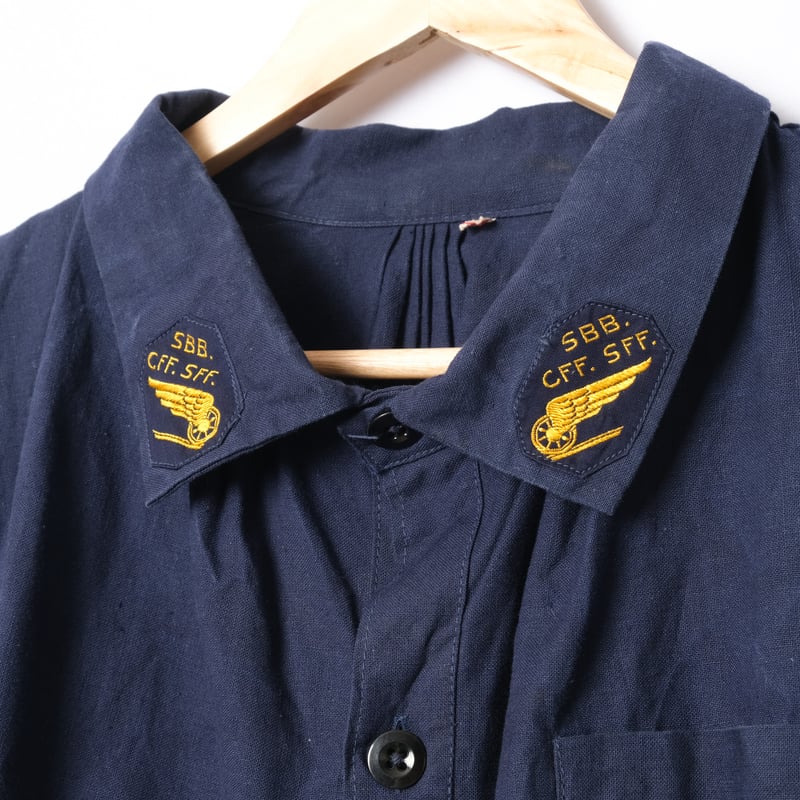 40-50s Swiss Vintage SBB.CFF.SFF Blue Cotton Li