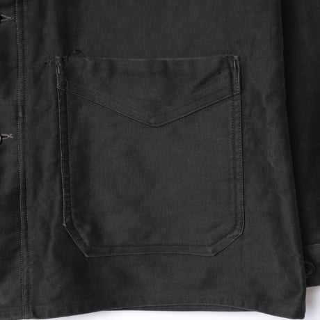 30-40s France Vintage L' Inusable Black Moleskin Work Jacket