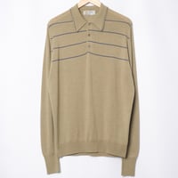 90s JOHN SMEDLEY Merino Wool Knit Polo Shirt Green（Made in England)