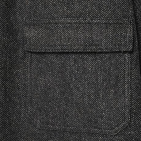 50-60s France Vintage LOiSiR SPORT Herringbone Wool Farmers Work Jacket Size 46 Dead Stock