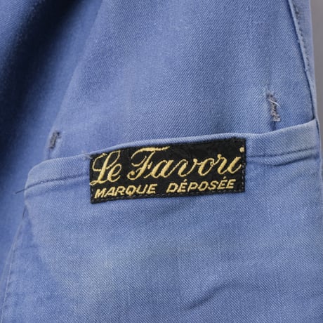 50s France Vintage Le Favori Lapel Blue Moleskin Work Jacket