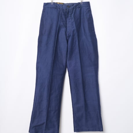 40s France Vintage Le Mont Saint Michel Blue Moleskin Work Trousers Dead Stock