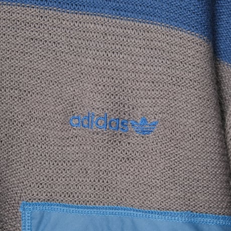 80s Vintage adidas Knit Pullover Light Blue × Gray (Made in West Germany)