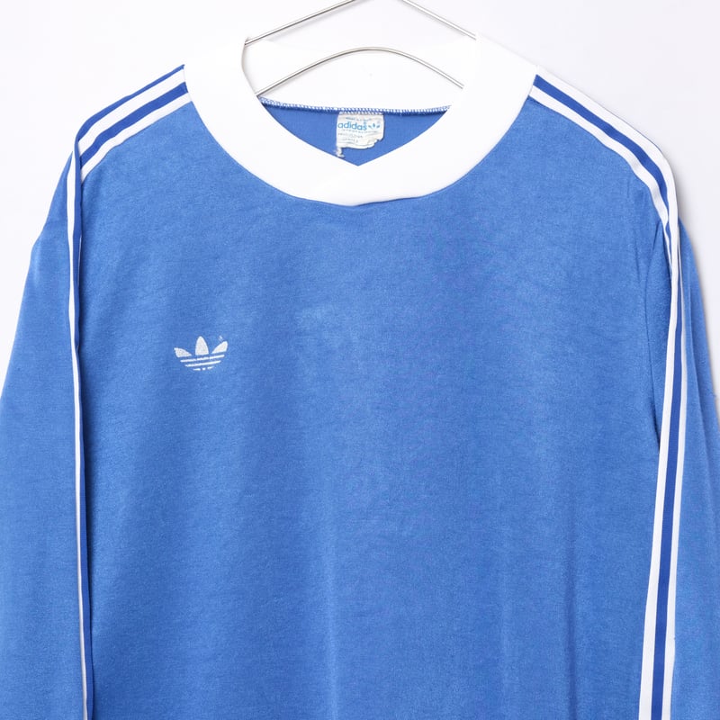 70's vintage adidas 長袖シャツ ホワイト/ブルー