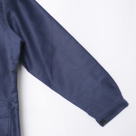 40-50s France Vintage Le Mont Saint Michel Blue Moleskin Work Jacket Dead Stock