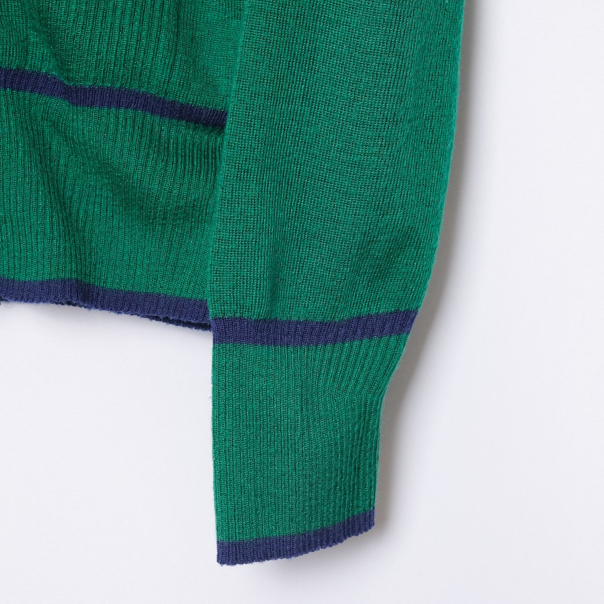 80s Vintage adidas Knit Cardigan Green × Navy |