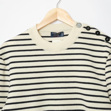 SAINT JAMES Border Knit（Ivory×Navy）Size XL