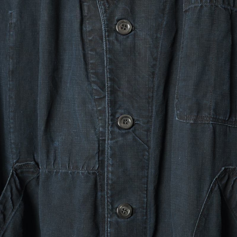 30s France Vintage Indigo Linen Maquignon Coat